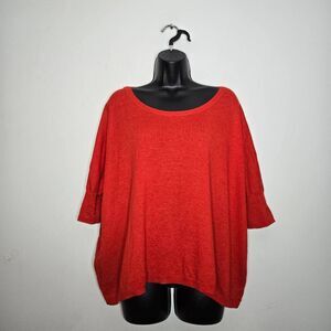 Cabi Sweater Women’s Size Small Red Batwing 3/4 Sleeve Oversized Boxy